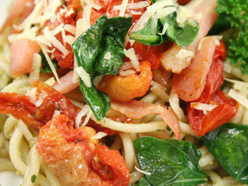 Pasta with White Beans, Tomatoes and Spinach